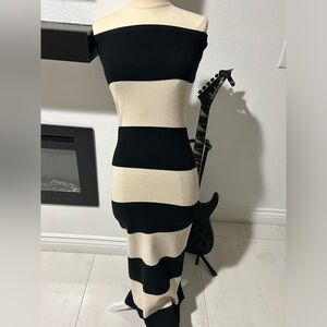 Black and Cream Striped Dress